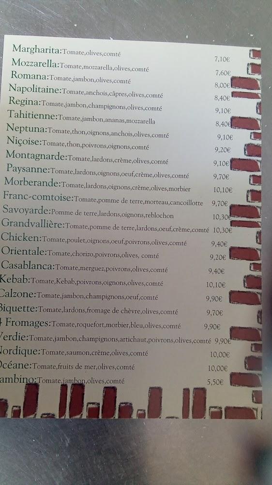 Pizzeria le coin d'amont - Menu Image 1